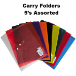 Marlin Carry Folders / Plastic Envelopes with stud - Pack of 5's Assorted Colours